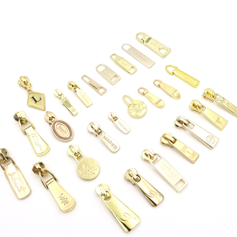 Custom Engraved Logo Metal Zipper Puller, Gold Oval Embossed Decorative Zipper Pull Tab, Premium Metal Zipper Slider Hardware Accessories for Handbags, Purses & Luggage
