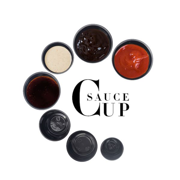 Черная чашка соуса крышки 1.5OZ ЛЮБИМЦА цвета устранимая