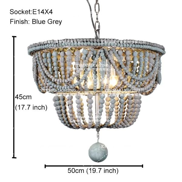 Gold Chandelier Wooden Beaded Lighting Fixture Fringe Hanging Light Silas Chandelier (WH-AP-652)