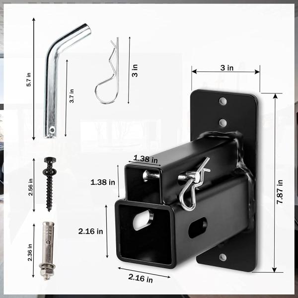 1.25'' 2'' Bicycle Hitch Wall Mount Bike Rack Hanging Garage Organizer Trailer Hitch Receiver