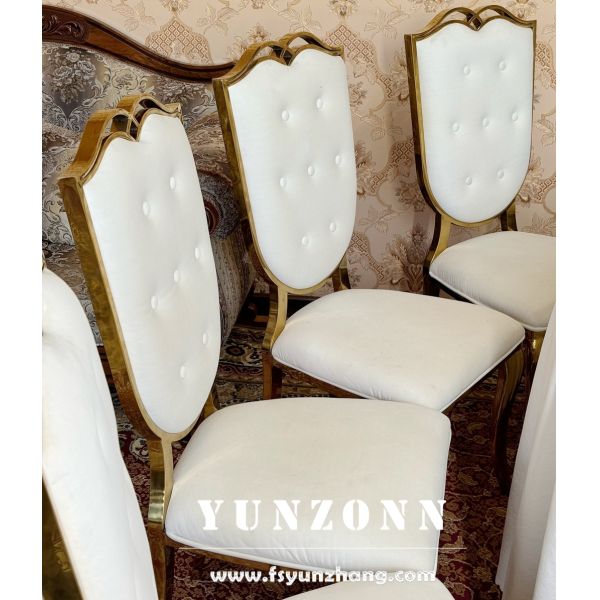 New Cat Head Stainless Steel Frame Hotel Wedding Chairs Furniture Supplies White Leather Event Chair Gold Events Party Banquet