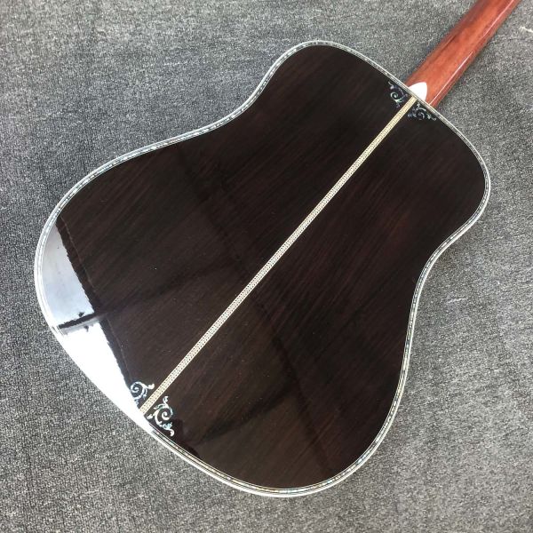 Custom 12 Strings Solid Spruce Top 41 Inch Dreadnought Deluxe Abalone Binding Acoustic Guitar Umbrella Logo on Headstock