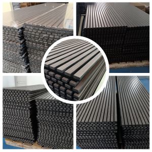 Black Noise Reduction Acoustic Slat Wood Panels Durable 3D Wall Panel For Home Decor