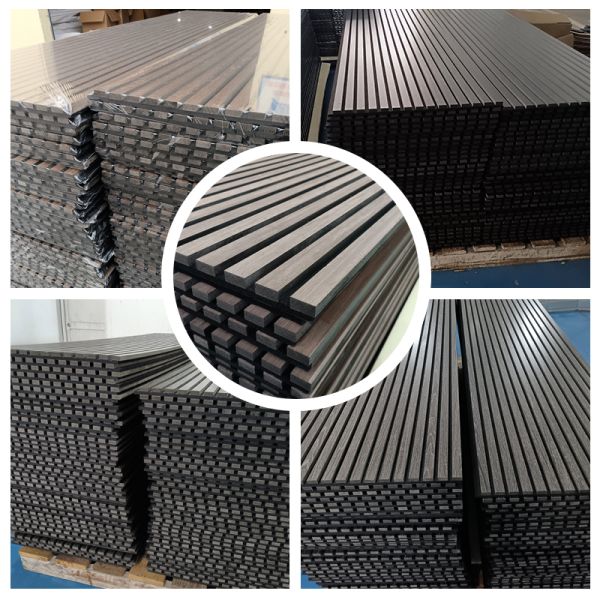 Black Noise Reduction Acoustic Slat Wood Panels Durable 3D Wall Panel For Home Decor