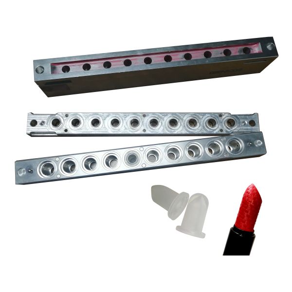 10 Cavities Half Silicone Lipstick Lip Stick Metal Aluminum Mold