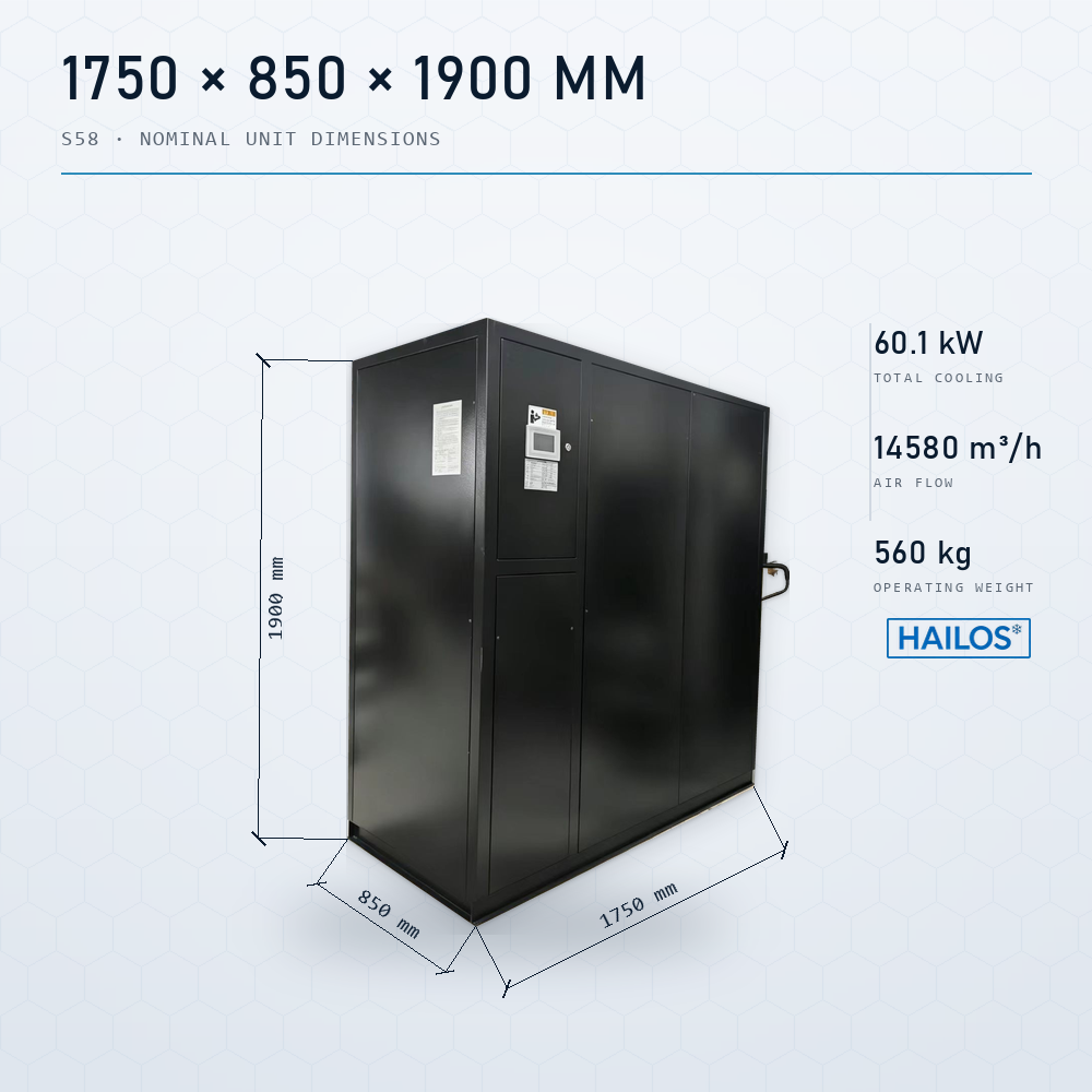 60kW Downflow Precision Air Conditioner for Data Center, Underfloor Air Supply Server Room Cooling Unit