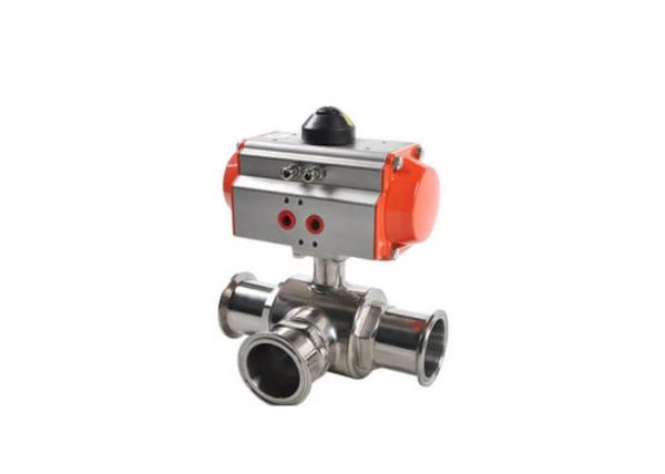 Stainless Steel Sanitary Control Valves , Pneumatic Actuated Ball Valve Welded Connection Type