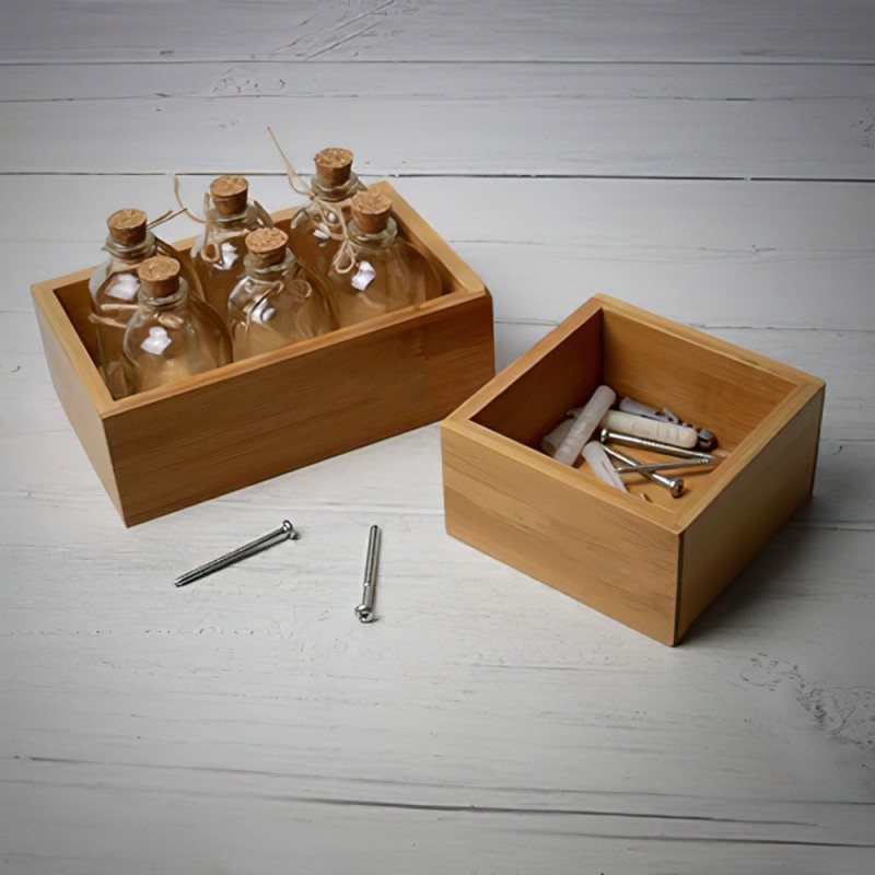 Multifunctional Bamboo Drawer Storage Box for Kitchen Various Sizes with Compartmentalized Storage Multifunctional Wood Drawer