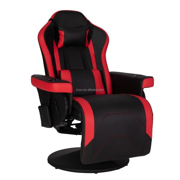 Black Racing Style PU Leather Office Gaming Sofa With Footrest 50*80*110cm for Gaming Room