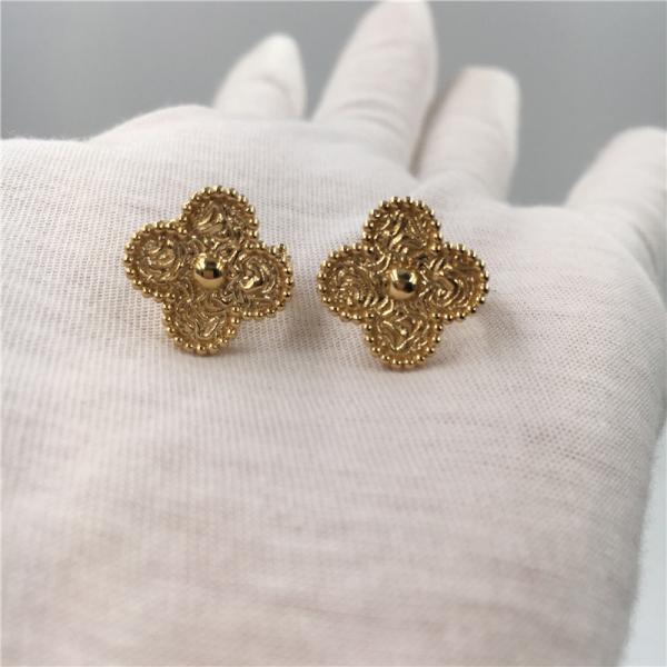 Brincos de Van Cleef Vintage Alhambra, brincos de Van Cleef Mini Alhambra do ouro 18K amarelo