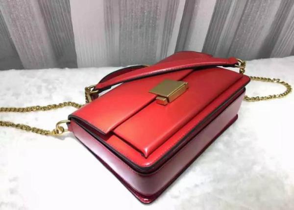Mini Style Red Color Womens Shoulder Handbags With Handle , Genuine Cow Leather