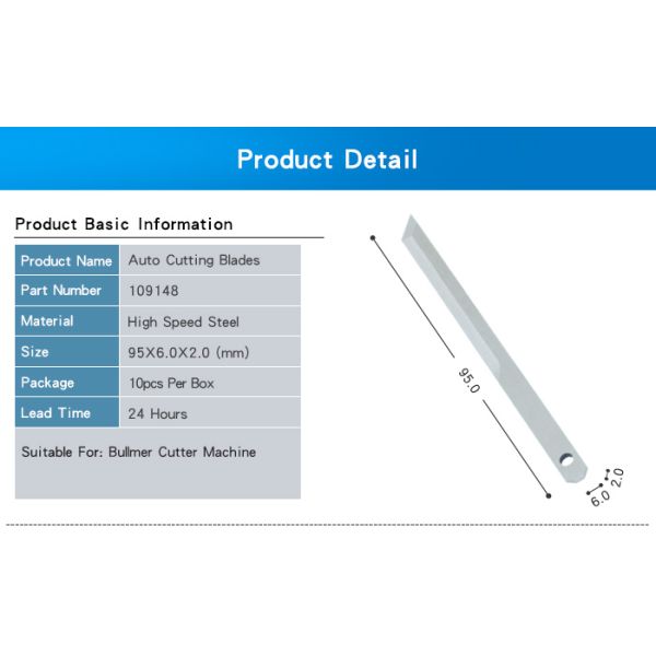 109148 Cutting Knife Industrial Blades Suitable for Bullmer Cutter