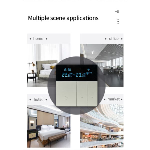 SIXWGH Smart WiFi Thermostat Tuya App Voice Control 16A Load LCD Programmable Temperature Controller for Electric Floor Hotels