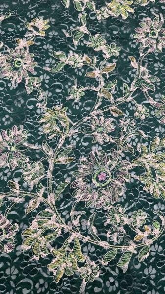 Embroidures personnalisées Tissu en dentelle élégant 3D Floral Embroidery Luxe 100% coton