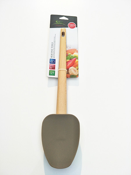 Bamboo and Silicone Gray Eco-Friendly Bamboo and Silicone Kitchen Utensil Set for cooking