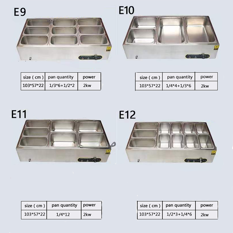 Rectangular Bain Marie Electric Food Warmer 150L 3 Pan Bain Marie