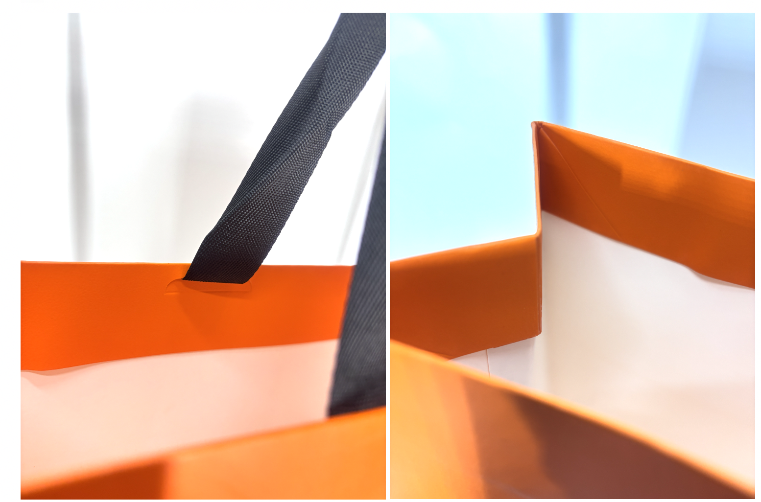 Luxury Durable Eco-Friendly Art Paper Shopping Gift Bag with Ribbon Custom Logo Debossed Gold Stamp Drawstring Handles Orange