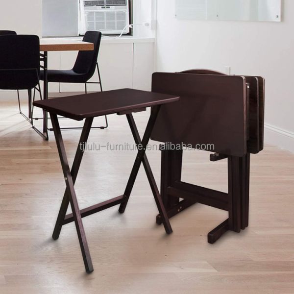 Mesa de comedor plegable de madera sólida para estudio y portabilidad en ambientes al aire libre