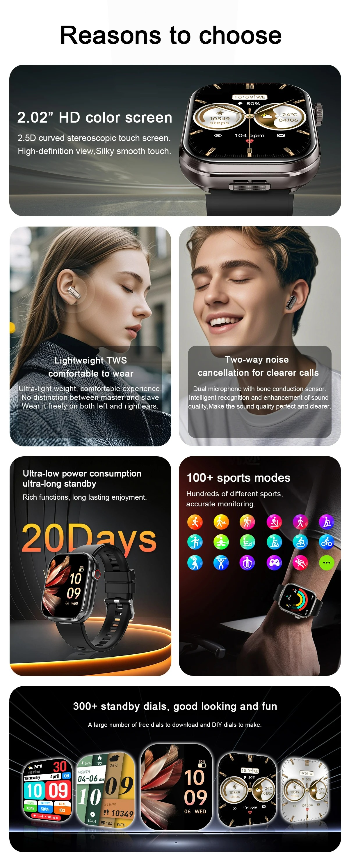 2 In 1 Smart Watch Incorporating USB Charging Cable for Safe and Effective Charging Suitable