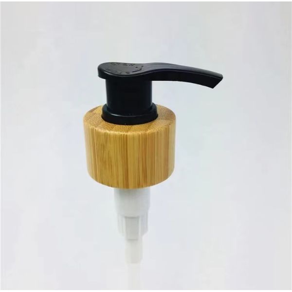 24 / 28mm Cosmetic Lotion Soap Dispenser Pump Real Wood Bamboo