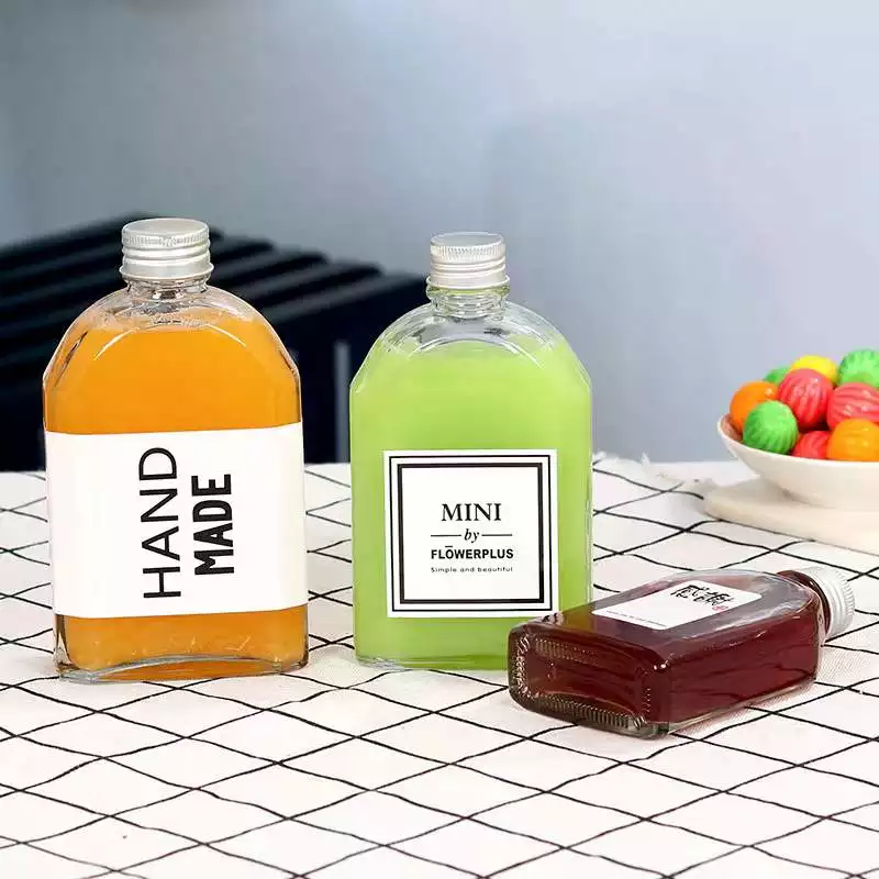 Spray Cap Flat Cold-Brew Coffee Glass Bottle 200ml 250ml 350ml 500ml for Juice Packing