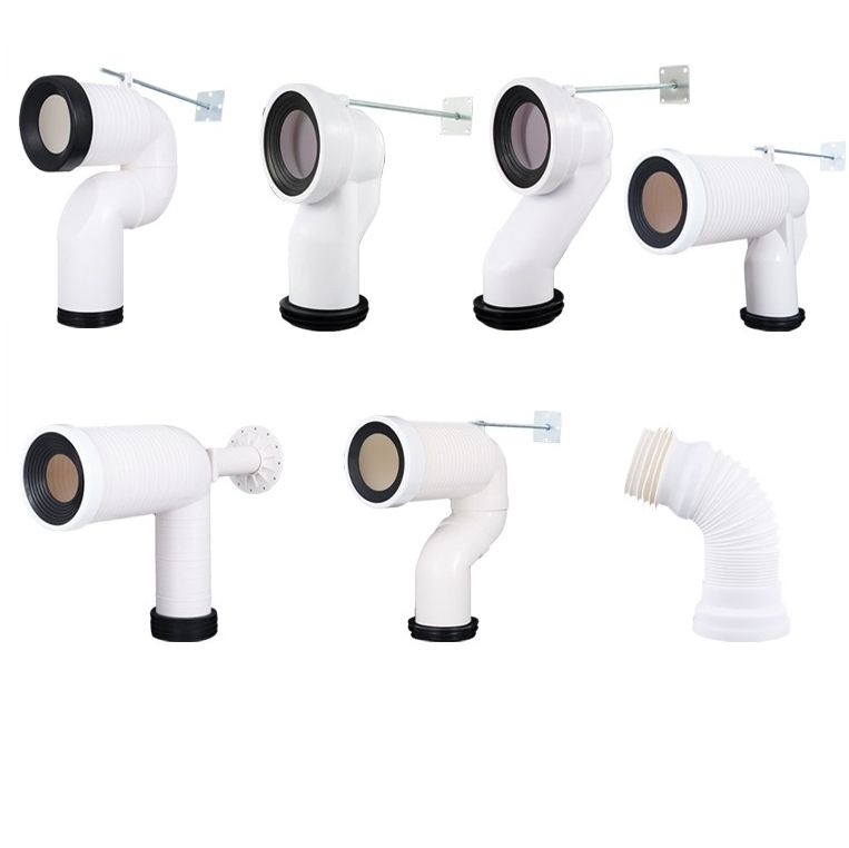 Modern White Plastic PP Toilet Pan Connection Pipe With Exhaust Elbow For Bathroom Fittings Connection Pipe