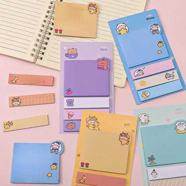 2025 Style Eco Friendly Unique Sticky Notes Paper Sticky Memo Notes Kawaii Memopad Sticky Note Sets With Printing Logo