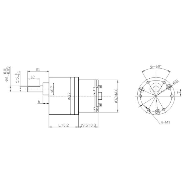 Geared Electric Low Rpm High Torque DC Motor 37mm Diameter 555 DC Gear Motor
