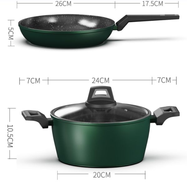 Hot Selling 3 Piece Nonstick Cooking Cookware Sets Nonstick Aluminum Kitchen Ware Milk Pot Frying Pan Cooking Pot Set