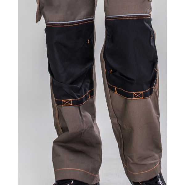 Dark Khaki Black Heavy Duty Work Suit Bib Pants Suit 80% Polyester 20% Cotton Twill