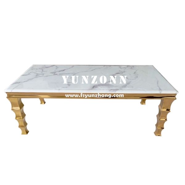 Hotel Hall Restaurant Furniture Metal Frame 8 Seater Glass Dining Table with Chair