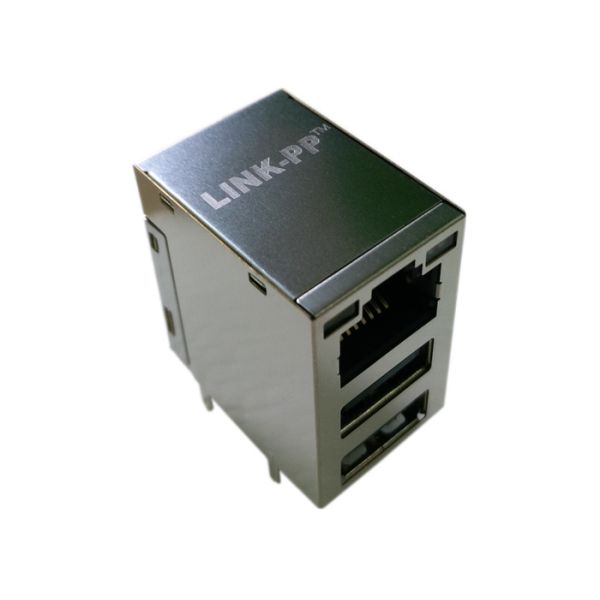ARJE-0029 RJ45 USB Connector Thru-Hole 100 Base-T RJ45 / Dual USB stacked