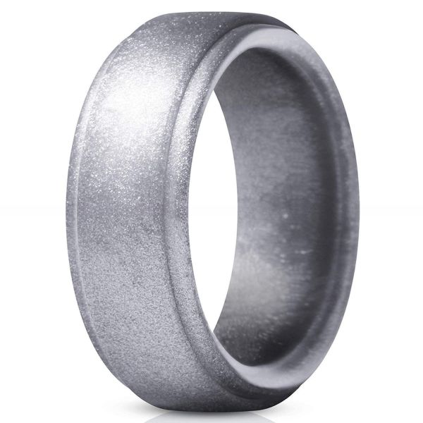 Sport Wedding Silicone Ring 8mm Step Edge Breathable For Men