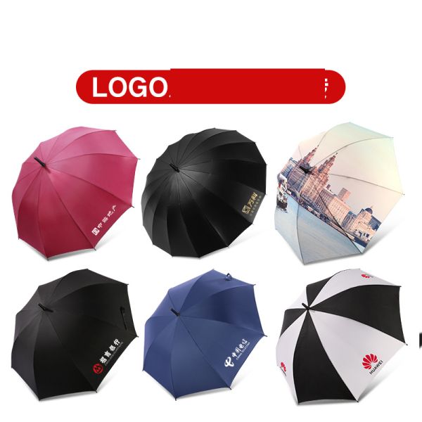 Gift Automatic Advertising Umbrella with Straight Handle and Pongee Panel Material