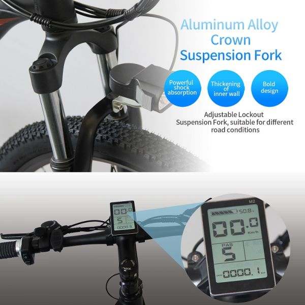 LED Headlight 26 Inch Electric Mountain Bike Battery Assist KETELES Multipattern