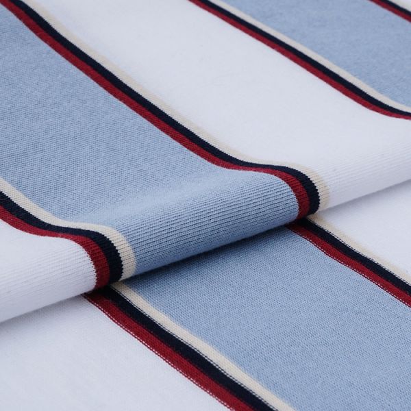 100% Cotton Striped T Shirt Fabric , Soft Double Yarn Cotton Striped Fabric