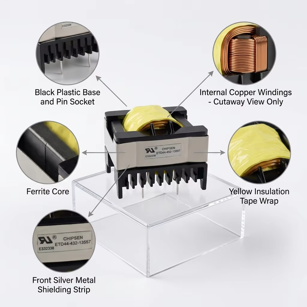 ETD44 Low Loss High Frequency SMPS Transformer Custom SMPS Power Stable