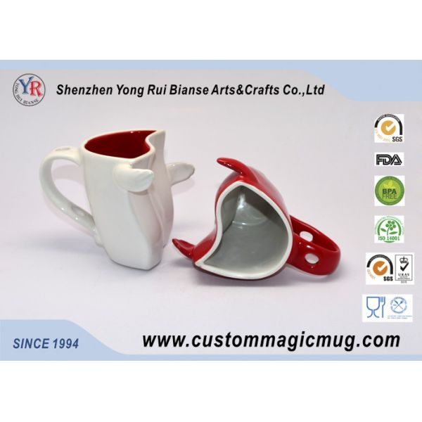 Fashion Novelty Porcelain Couples Coffee Mugs , Heat Sensitive Magic Mug