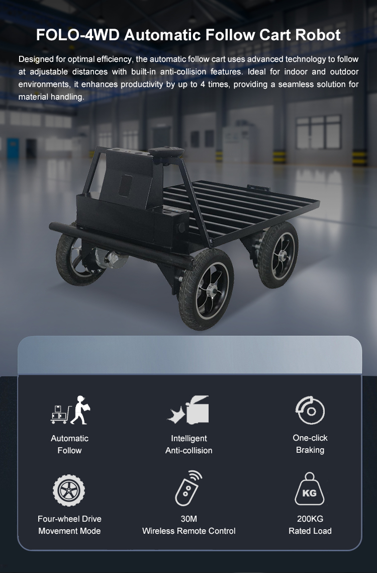 Foxtechrobot Folo 4WD 200KG Industrial Robot Automatic Human Following Cart for Heavy Loads