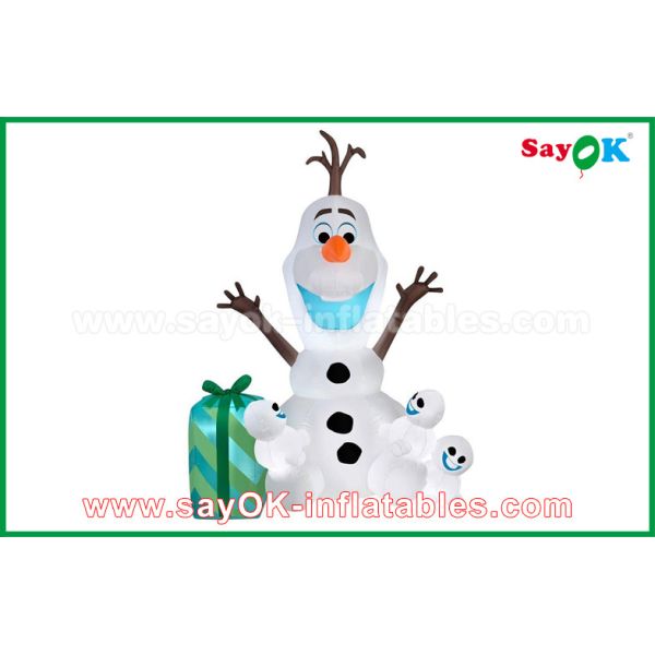 Inflatable Christmas Snowman 210D Oxford Cloth Inflatable Cartoon Characters Popular White Snowman / Olaf