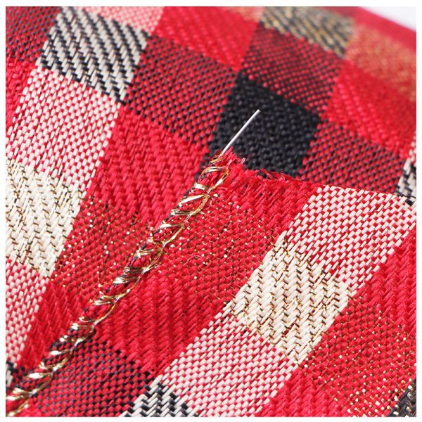 57mm Wired Edge Burlap Ribbon Gingham Burlap Ribbon Holiday Decorative Burlap Ribbon