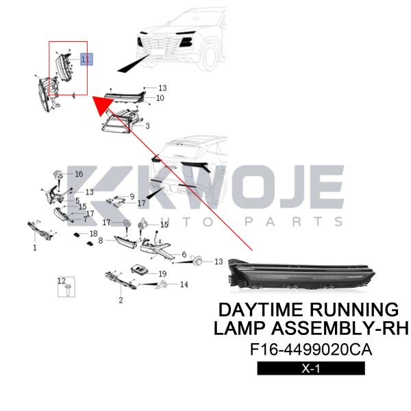 F16-4499020CA 12V Daytime Running Lights for JETOUR X-1 Dashing