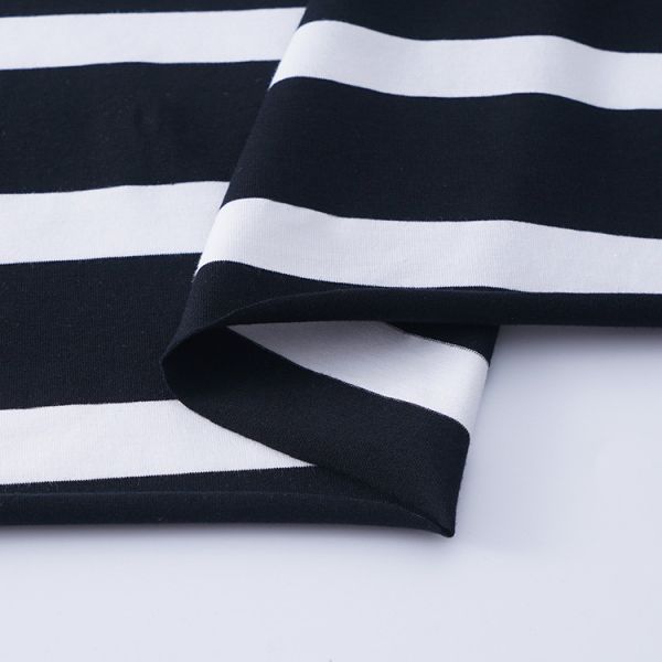 Skin Friendly Striped Stretch Fabric , 175gsm Knit Combed Cotton Fabric For T - Shirt