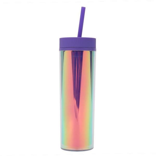 Strata Cups Skinny Tumblers 16oz Matte Colored Acrylic With Lids And Straws