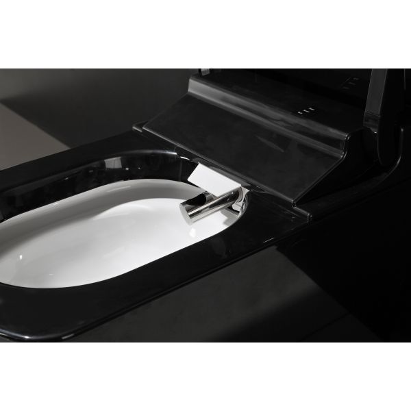 Full Black Intelligent One Piece Toilet Warm Water Washing