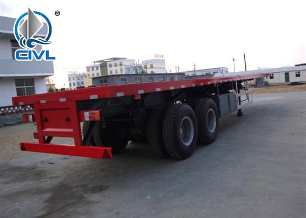 Q345 Material Flat Bed Semi Trailer Truck For 20 Or 40 Feet Container Carrying