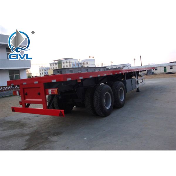 Q345 Material Flat Bed Semi Trailer Truck For 20 Or 40 Feet Container Carrying