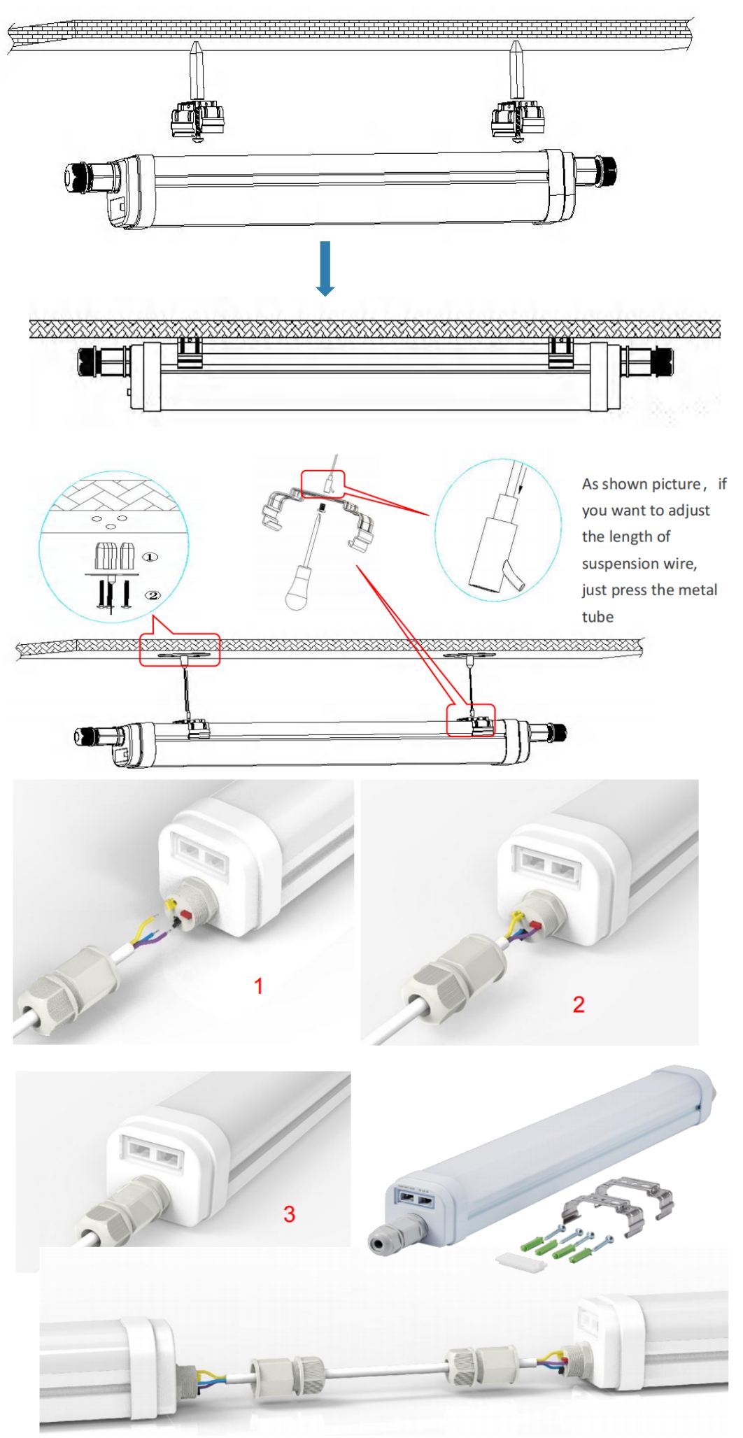 Свет 2FT доказательства СИД Tri 4FT 5FT IP66 IP69K 3 в 1 Switchable CCT силы регулируемое