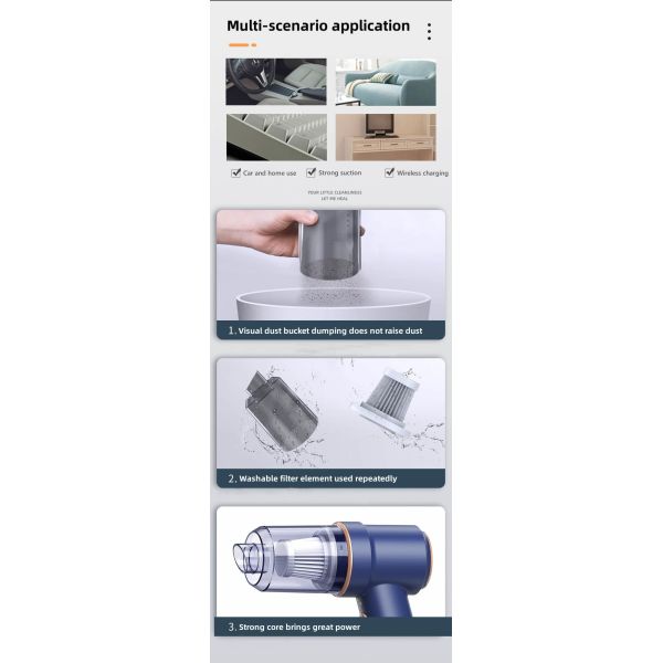 Outdoor Handheld Cordless Vacuum Cleaner For Car Home Office