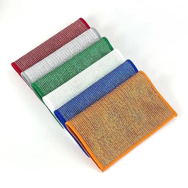 KILINE Single Layer Kitchen Scrubbing Dish Cloth Silver Wire Multipurpose Dish Towel